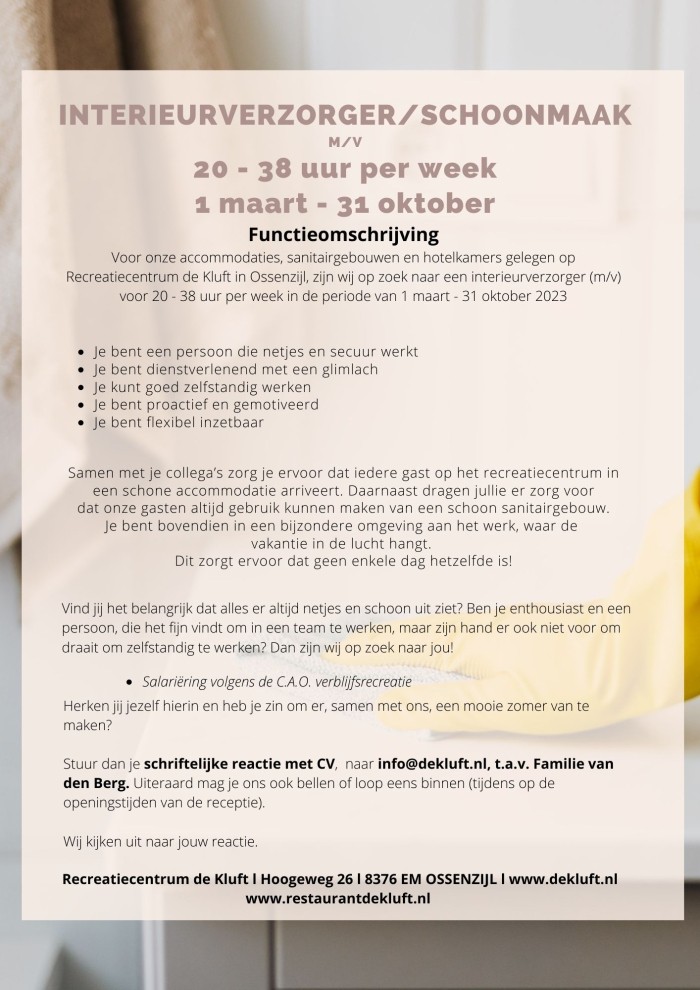 Vacature interieurverzorger (mv) blz.1