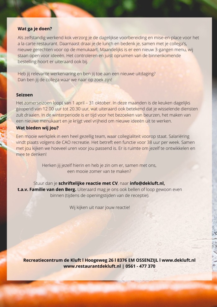 Vacature Zelfstandigwerkend kok blz.2